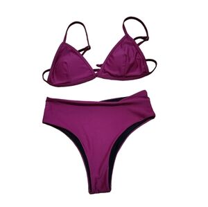 NWOT Zaful Triangle Bikini Set High Waisted Adjustable Straps Puple M US 6